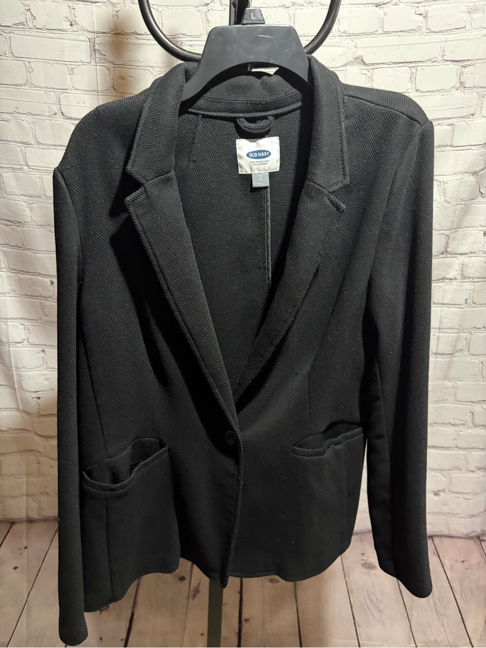 Old Navy Black Textured Knit Single-Button Blazer Jacket Size XL 💼